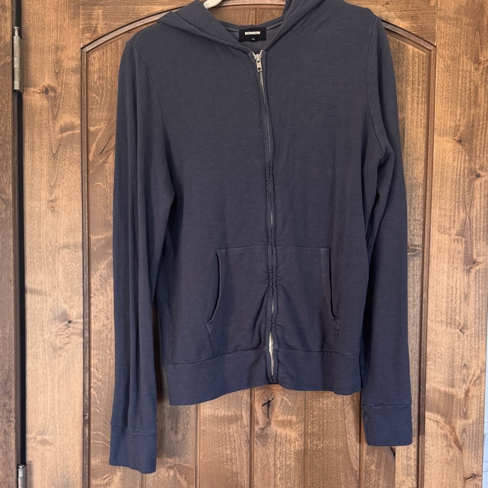 Monrow slate Blue Zip-Up Hoodie XL